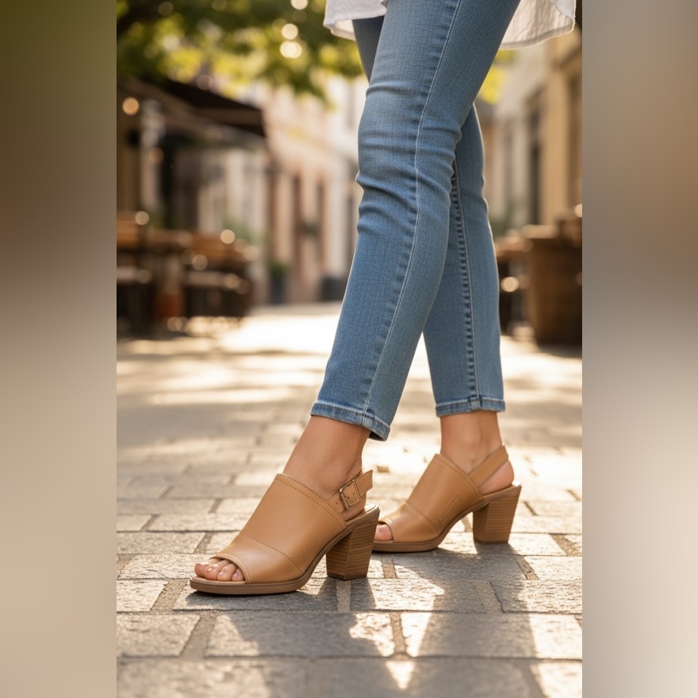 Barbara Barbieri Italian Tan Leather Block Heel Sandals Size 8